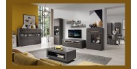 Buffet XL design 180x130. Collection LUCIA. Coloris gris brillant