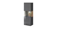 Vitrine suspendue collection OHIO coloris gris anthracite et chêne