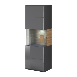 Vitrine suspendue collection OHIO coloris gris anthracite et chêne