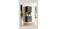 Vitrine suspendue collection OHIO coloris gris anthracite et chêne