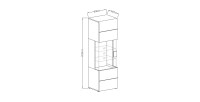 Vitrine design collection OHIO modèle haut. Coloris blanc et finition aspect chêne