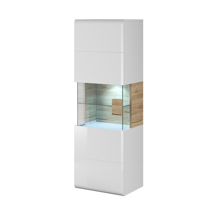 Vitrine suspendue collection OHIO coloris blanc et finitions chêne.