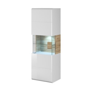 Vitrine suspendue collection OHIO coloris blanc et finitions chêne.