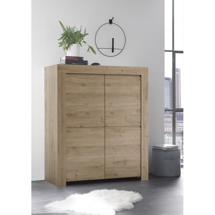 Buffet 4 portes, collection ZEFIR, coloris chêne clair, idéal pour votre salon ou salle à manger