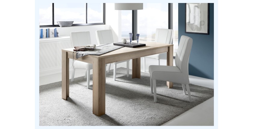 Table 180x90, Collection ZEFIR, coloris chêne clair, idéal pour votre salle à manger