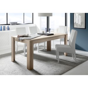 Table extensible jusqu'à 220x90, Collection ZEFIR, coloris chêne clair.