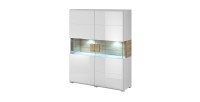 Vitrine double portes collection OHIO. Couleur blanc et chêne.
