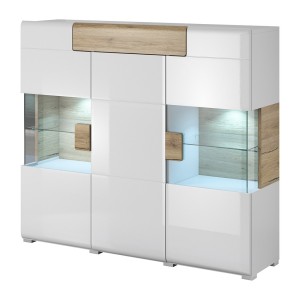 Buffet XL150cm collection OHIO. Coloris blanc et chêne.