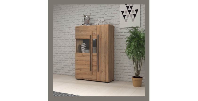 Vitrine design XL collection BREDA. Coloris chêne