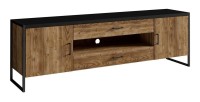 Meuble TV 200cm style industriel. Collection ANAFI. Coloris épicéa et noir