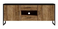 Meuble TV 150cm style industriel. Collection ANAFI. Coloris épicéa et noir