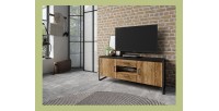 Meuble TV 150cm style industriel. Collection ANAFI. Coloris épicéa et noir