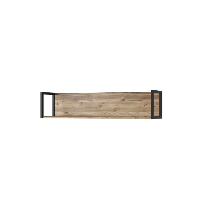 Étagère murale 100cm. Coloris épicéa et noir. Style industriel. Collection ZOLA