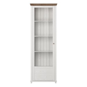 Vitrine 1 porte collection ASSIA. Couleur frêne blanc et chêne. Ouverture gauche