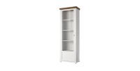 Vitrine 1 porte collection ASSIA. Couleur frêne blanc et chêne. Ouverture gauche