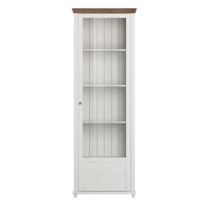 Vitrine 1 porte collection ASSIA. Couleur frêne blanc et chêne. Ouverture droite