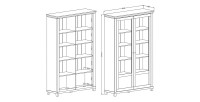 Vitrine large 2 portes collection ASSIA. Couleur frêne blanc et chêne