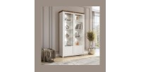 Vitrine large 2 portes collection ASSIA. Couleur frêne blanc et chêne