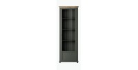 Vitrine 1 porte collection ASSIA. Coloris vert et chêne. Ouverture droite
