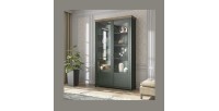 Vitrine large 2 portes collection ASSIA. Couleur vert et chêne
