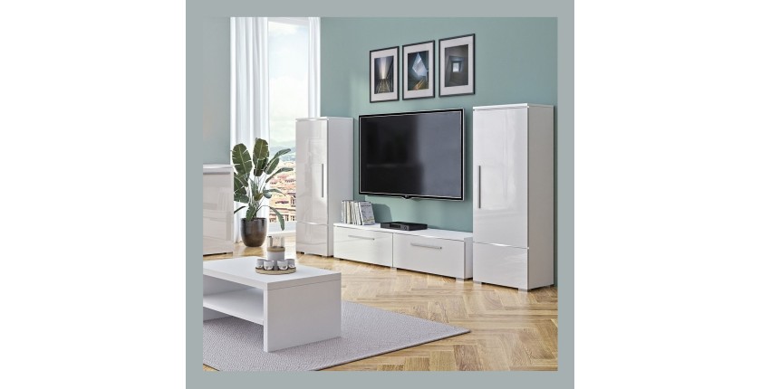 Vitrine collection RIO modèle haut coloris blanc. Ouverture gauche