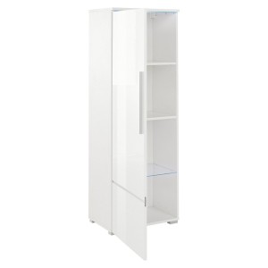 Vitrine collection RIO modèle haut coloris blanc. Ouverture gauche