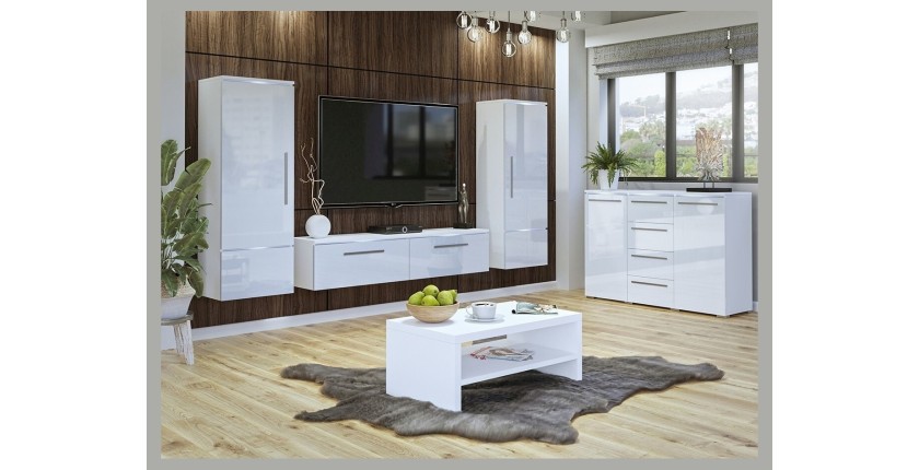 Vitrine collection RIO modèle haut coloris blanc. Ouverture gauche