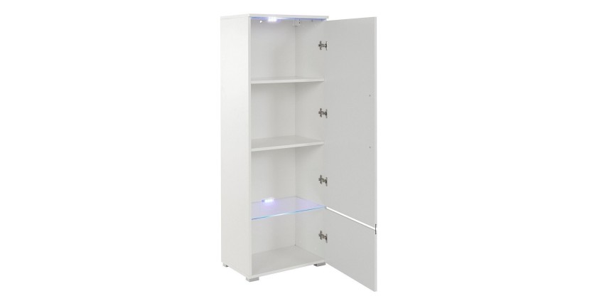 Vitrine collection RIO modèle haut, coloris blanc. Ouverture à droite