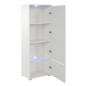 Vitrine collection RIO modèle haut, coloris blanc. Ouverture à droite