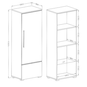Vitrine collection RIO modèle haut, coloris blanc. Ouverture à droite