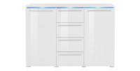 Buffet design RIO, 2 portes et 4 tiroirs. Coloris blanc brillant