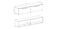 Meuble TV 160cm Collection RIO. 1 porte abattante, coloris blanc brillant. Style design