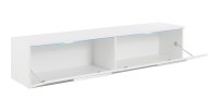 Meuble TV 160cm Collection RIO. 1 porte abattante, coloris blanc brillant. Style design