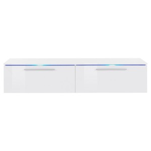 Meuble TV 160cm Collection RIO. 1 porte abattante, coloris blanc brillant. Style design