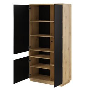 Armoire design avec niche collection VILLA. Couleur chêne et noir