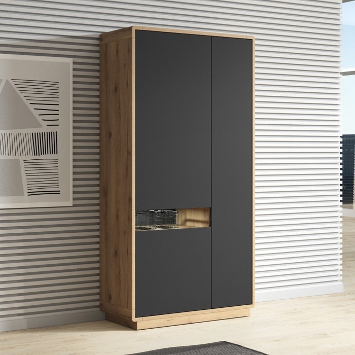 Armoire design avec niche collection VILLA. Couleur chêne et noir
