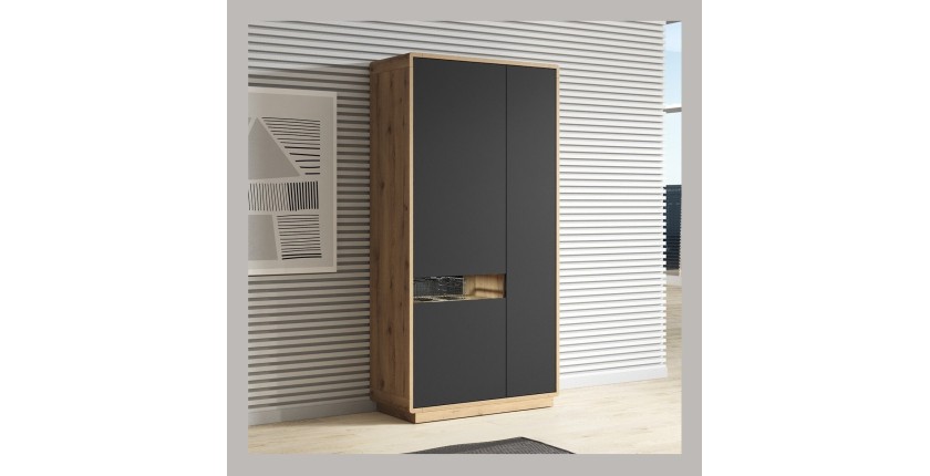 Armoire design avec niche collection VILLA. Couleur chêne et noir