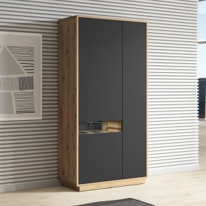 Armoire design avec niche collection VILLA. Couleur chêne et noir