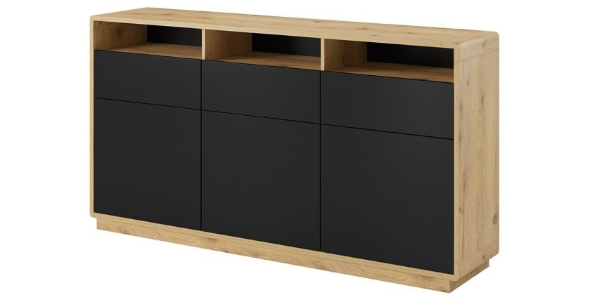 Buffet 180cm collection VILLA. Couleur chêne et noir