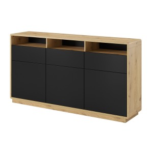 Buffet 180cm collection VILLA. Couleur chêne et noir