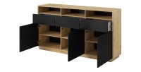 Buffet 180cm collection VILLA. Couleur chêne et noir
