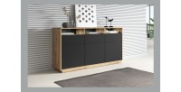 Buffet 180cm collection VILLA. Couleur chêne et noir