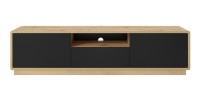 Meuble TV 180cm collection VILLA. Couleur chêne et noir mat