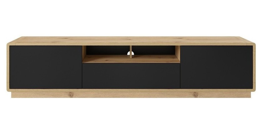 Meuble TV 200cm collection VILLA. Couleur chêne et noir mat