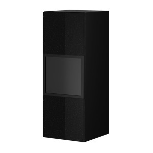 Vitrine suspendue, 1 porte vitrée collection ZANTE. Coloris noir brillant pailleté