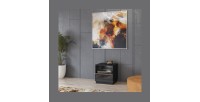 Petit Meuble TV ou meuble d'appoint 50cm collection ZANTE avec 1 tiroir et une niche. Couleur noir brillant pailleté