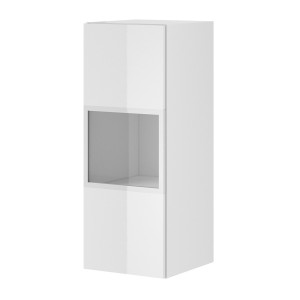 Vitrine suspendue, 1 porte vitrée collection ZANTE. Coloris blanc brillant