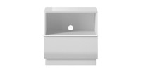 Petit Meuble TV ou meuble d'appoint 50cm collection ZANTE avec 1 tiroir et une niche. Couleur blanc brillant