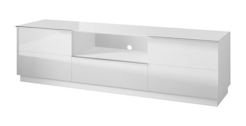 Meuble TV 180cm collection ZANTE avec 2 portes et 1 tiroir. Couleur blanc brillant
