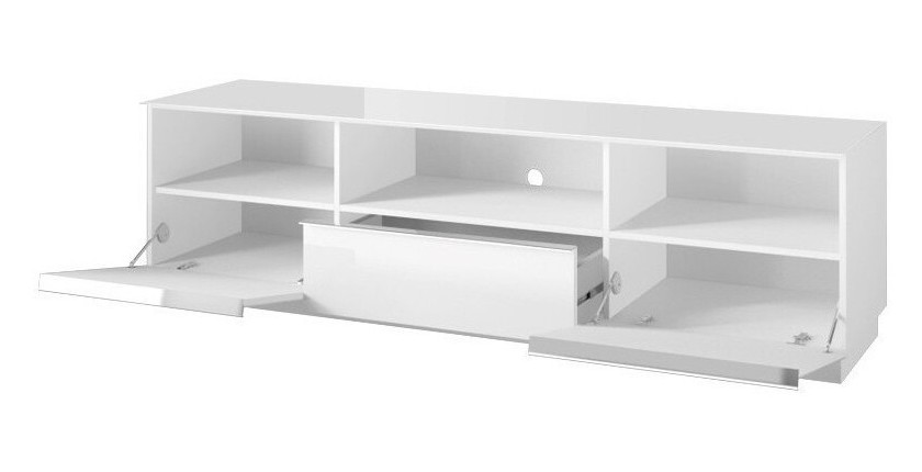 Meuble TV 180cm collection ZANTE avec 2 portes et 1 tiroir. Couleur blanc brillant
